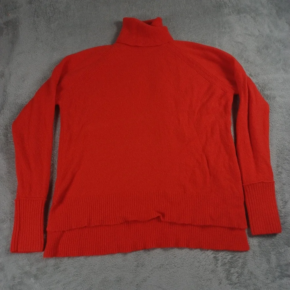 J Crew Sweater‎ Womens Medium Red Turtleneck Wool Blend Pullover Preppy Casual